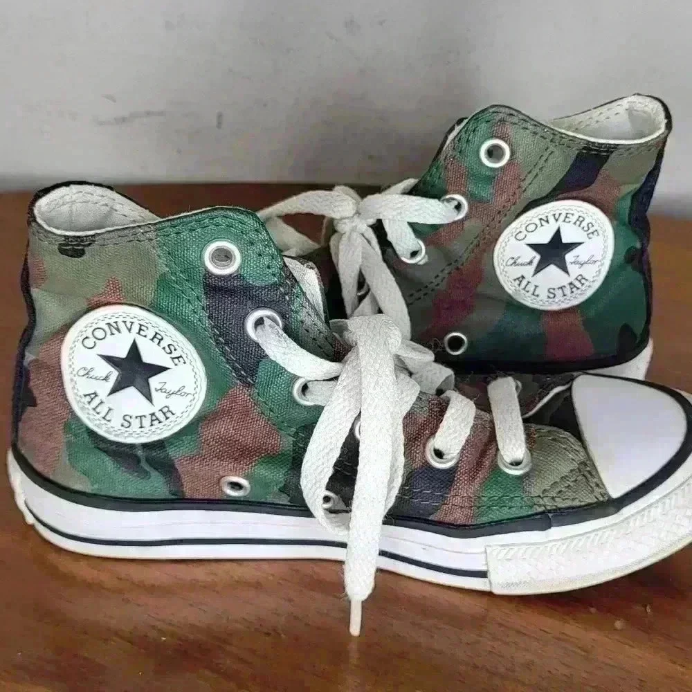 Converse Camo Burger Fries Skate Shoes Lace Up Sneakers Kids Size 12